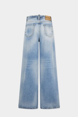 Baggy-Jeans med lys diagonalvask
