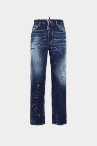 Boston-Jeans i medium rød flekkvask