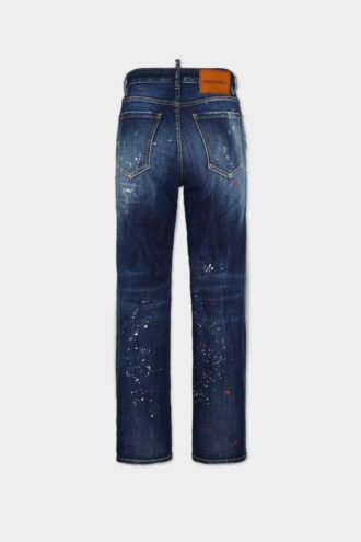Boston-Jeans i medium rød flekkvask