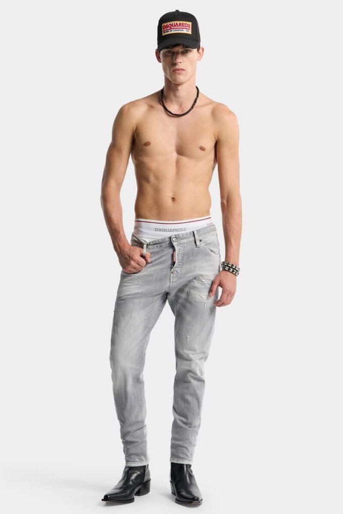 Børstede gråvaskede Slim Twist-Jeans