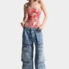 D2 Monogram Light Wash Cargo Jeans