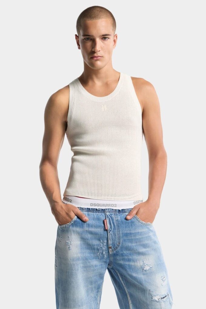 D2 opp-ned strikket tank-top