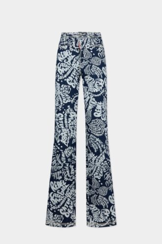Dalma-Jeans i mørk blomstervask