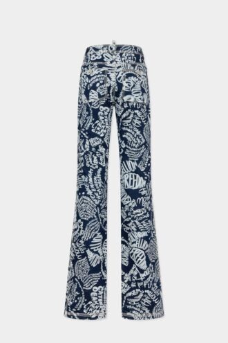 Dalma-Jeans i mørk blomstervask