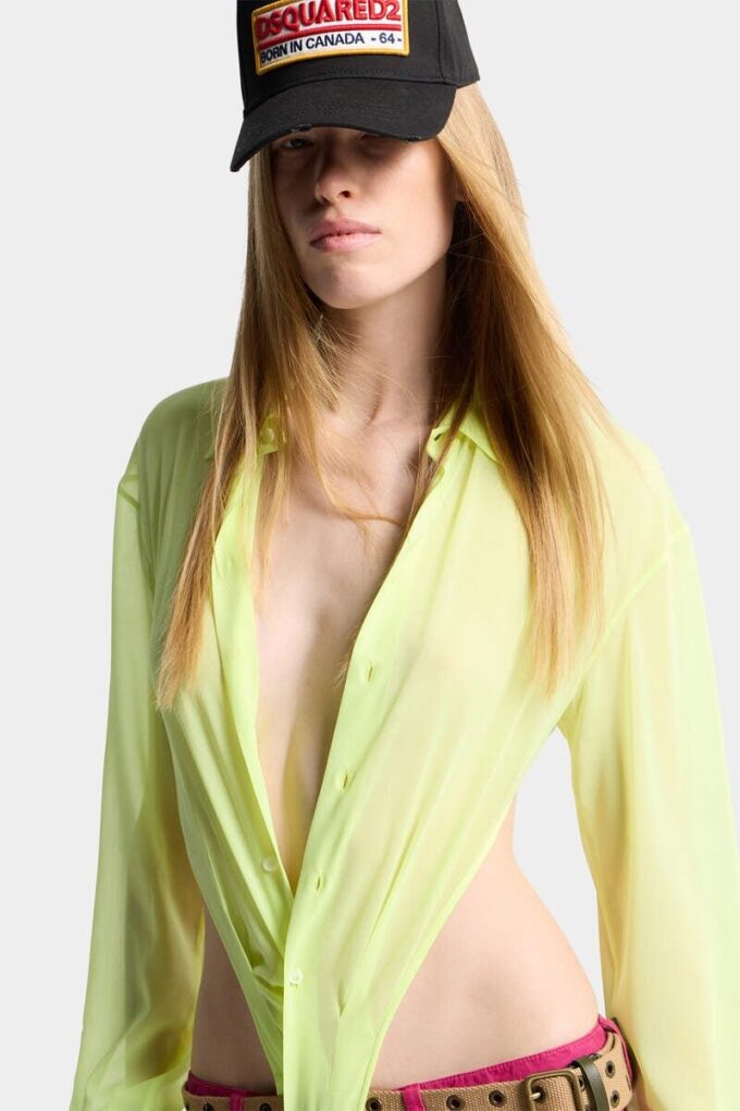 Deep Cut Sheer-skjorte
