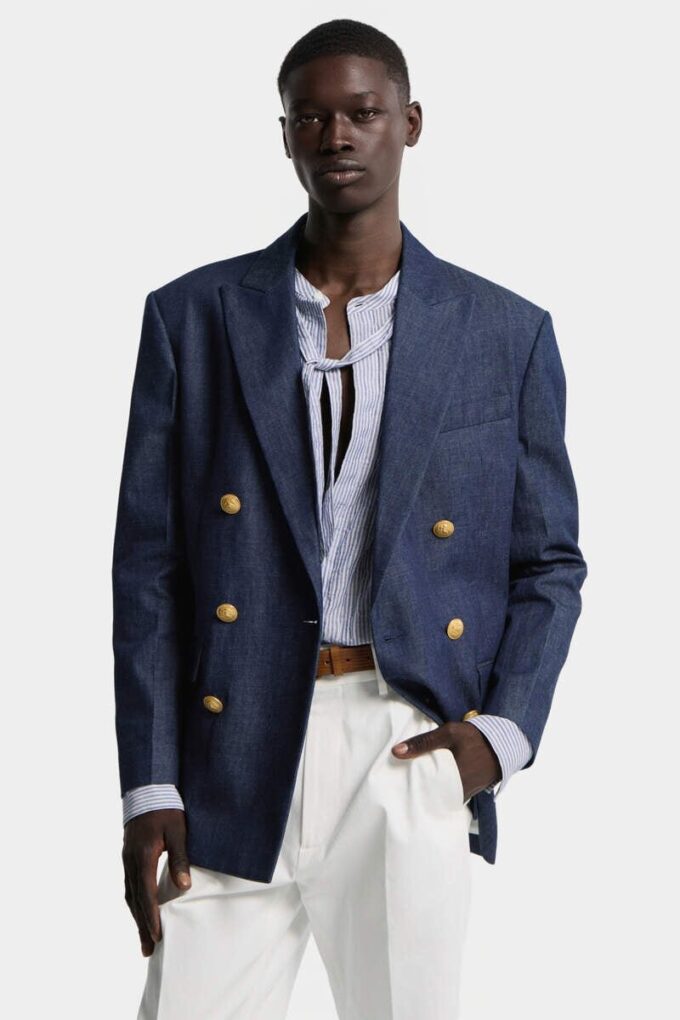 Denimblazer med dobbel knappestolpe