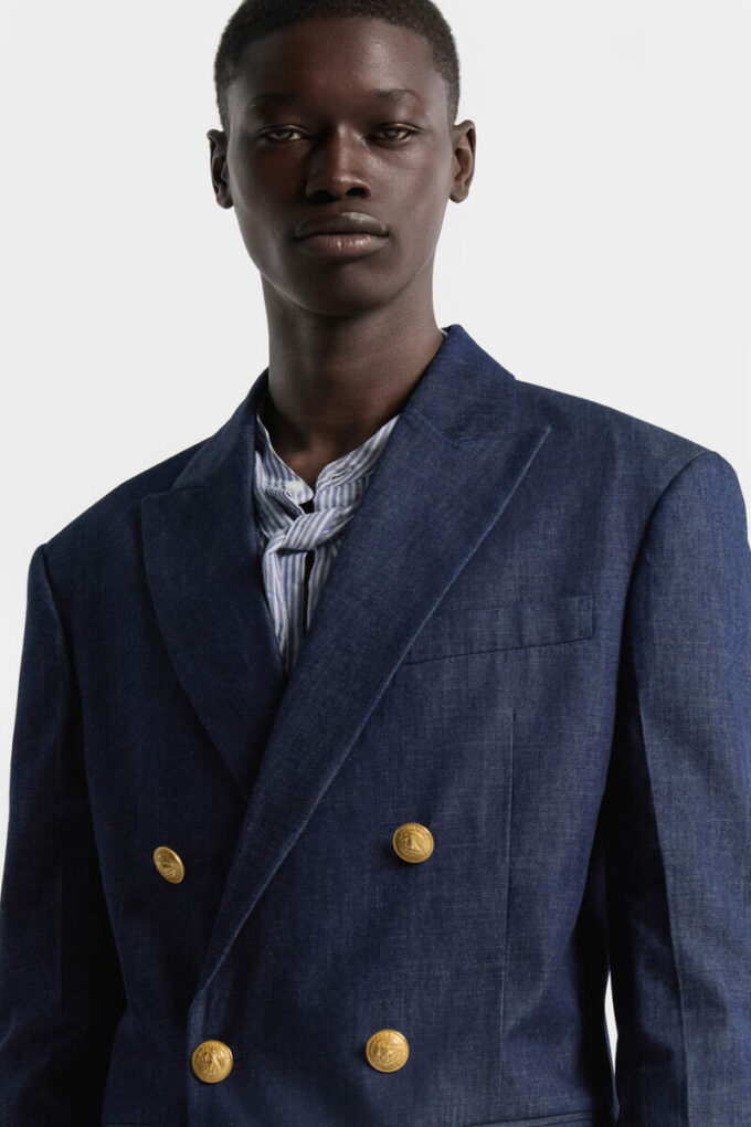 Denimblazer med dobbel knappestolpe