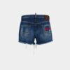 Dsquared2 Rebels mørkvaskede shorts, avkuttet