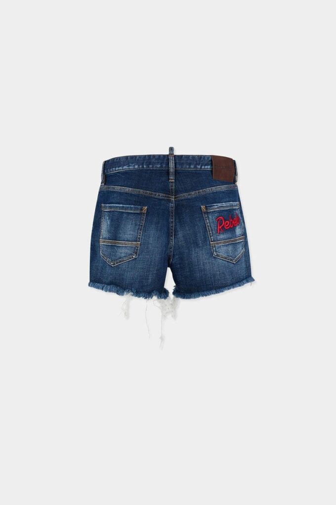 Dsquared2 Rebels mørkvaskede shorts, avkuttet