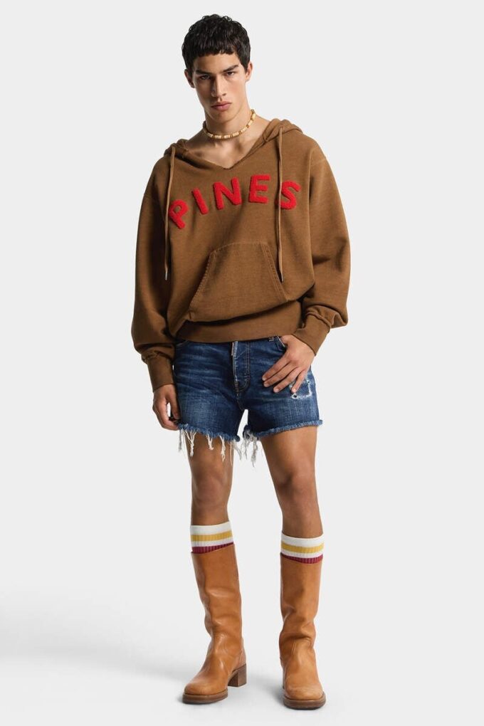 Dsquared2 Rebels mørkvaskede shorts, avkuttet