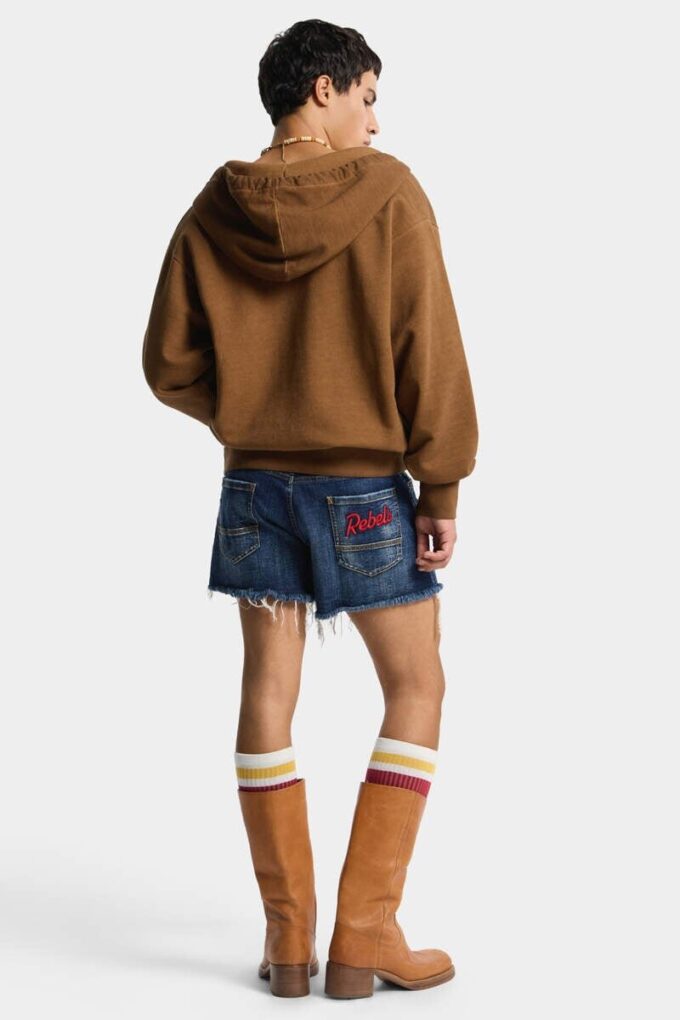 Dsquared2 Rebels mørkvaskede shorts, avkuttet