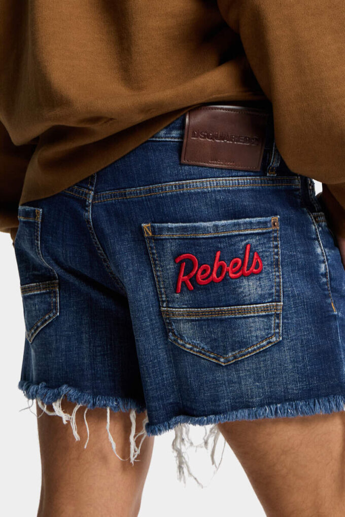 Dsquared2 Rebels mørkvaskede shorts, avkuttet