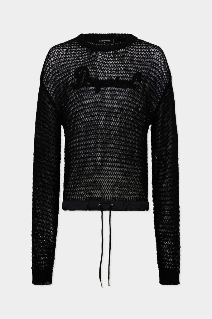 Dsquared2s karakteristiske pullover med åpent mønster