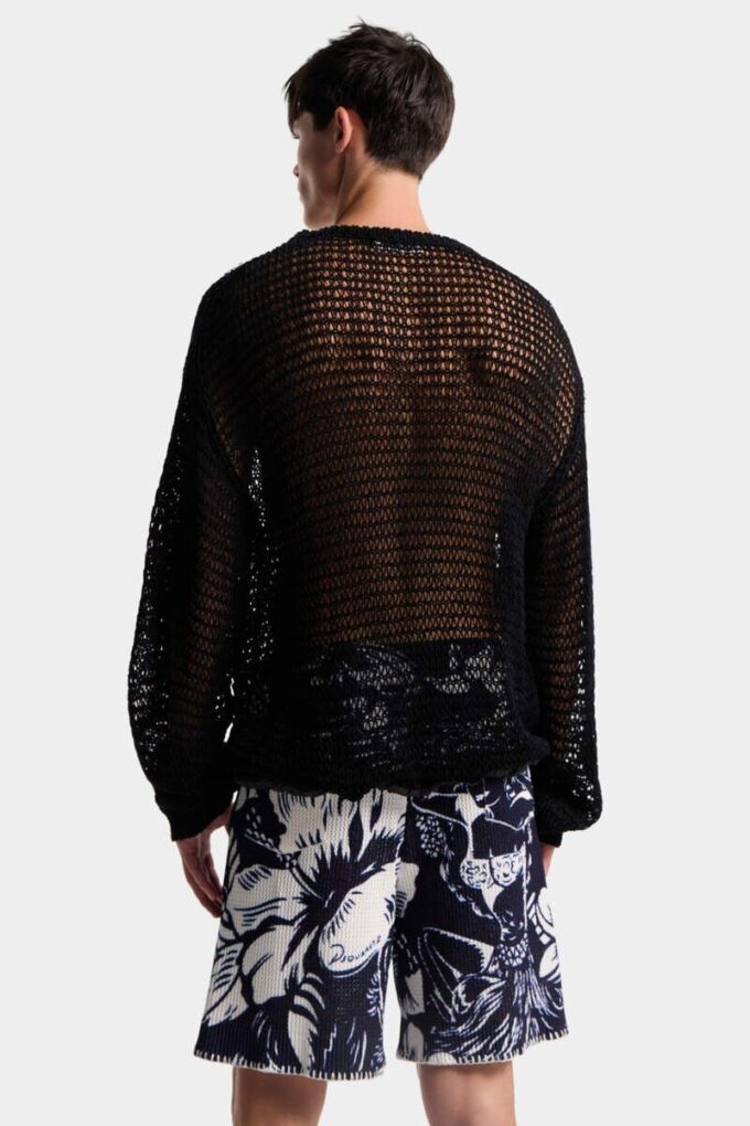 Dsquared2s karakteristiske pullover med åpent mønster