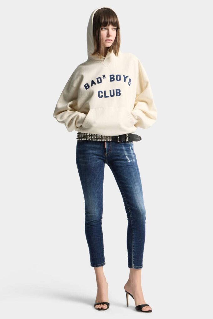 Hettegenser med vintage-fade, kort og vid passform for Shorts