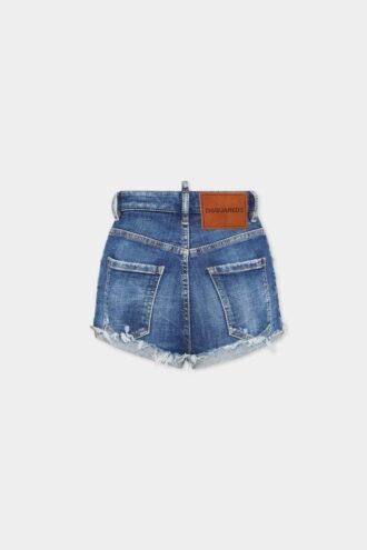 Hotpants med høy midje og mediumvask