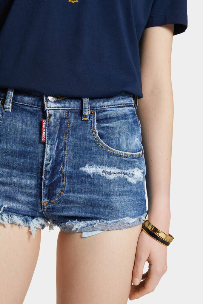 Hotpants med høy midje og mediumvask