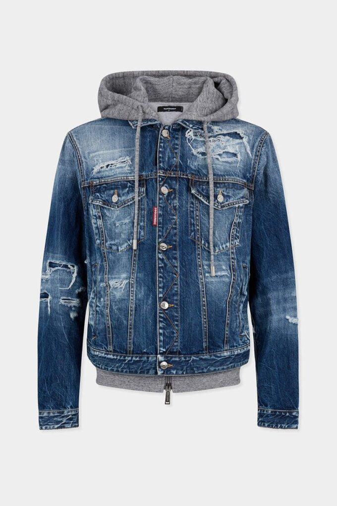 Jeansjakke med medium slitt vask