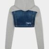 Kort hybrid-hettegenser i denim-blanding med medium slitt vask