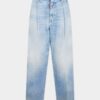 Lys, renvasket denimbukser med én plissering