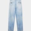 Lys, renvasket denimbukser med én plissering