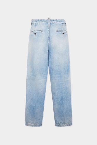 Lys, renvasket denimbukser med én plissering