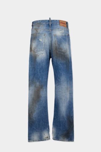 Lys, skittenvasket, løstsittende Jeans
