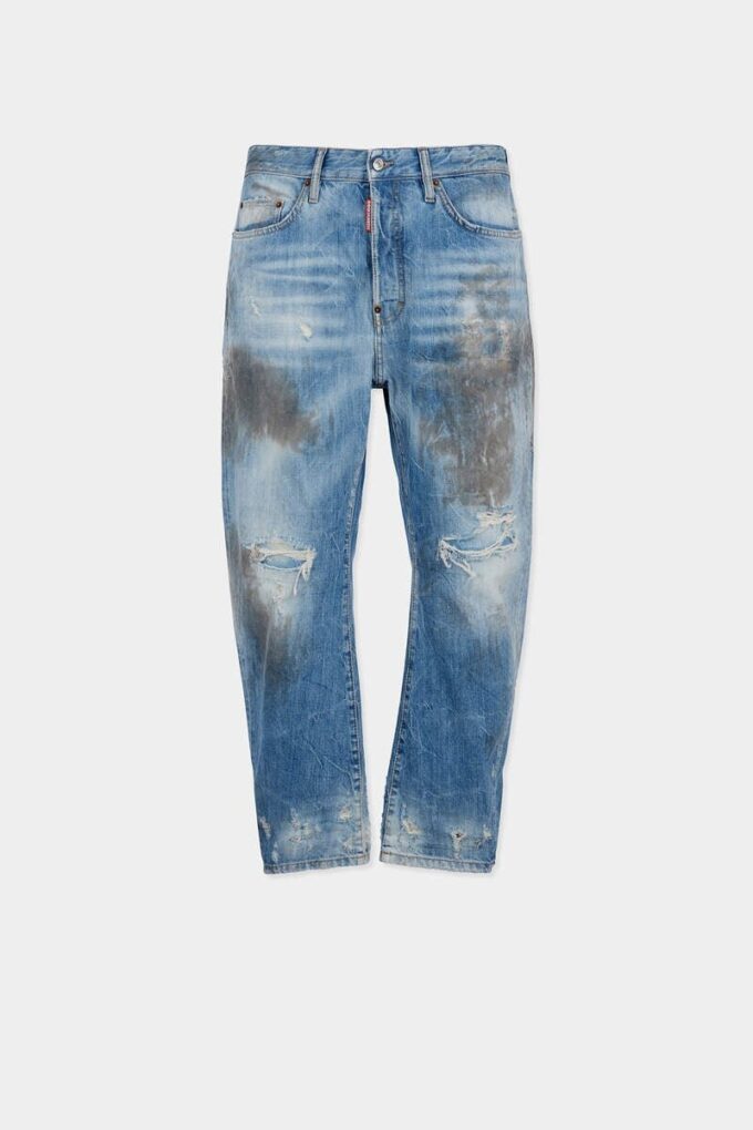 Lys, slitt vask, bro-Jeans