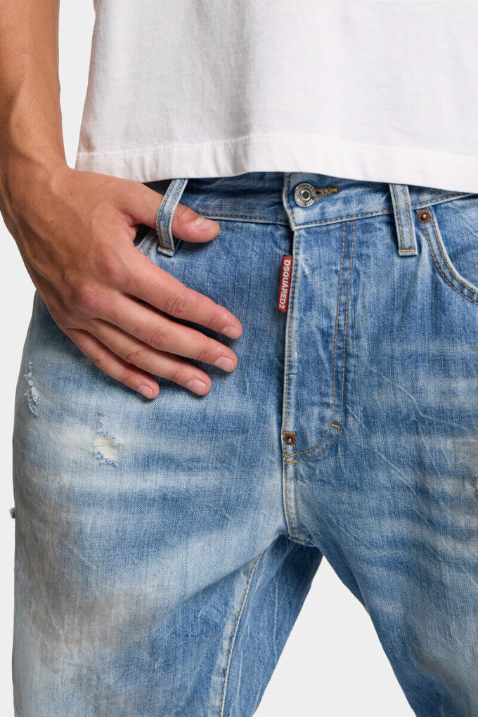 Lys, slitt vask, bro-Jeans