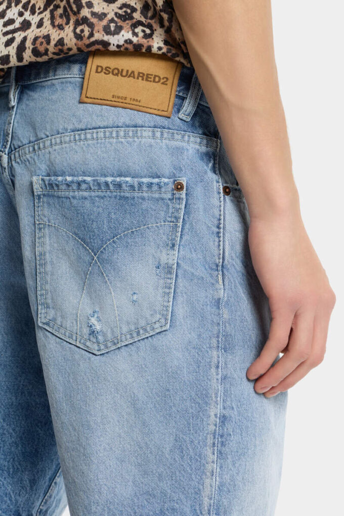 Lyse marineblå shorts med diagonalvask