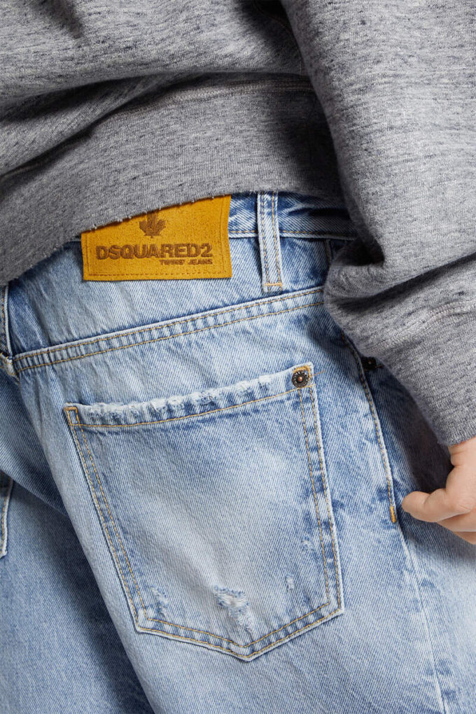 Marineblå shorts med lys vask