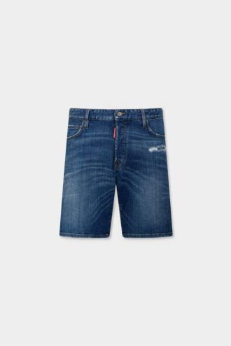 Marineblå shorts med medium vask