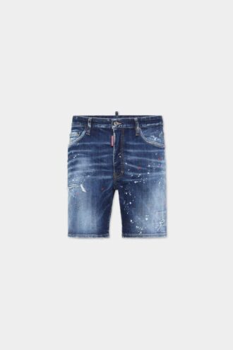 Marineblå shorts med røde prikker