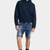 Marineblå shorts med røde prikker