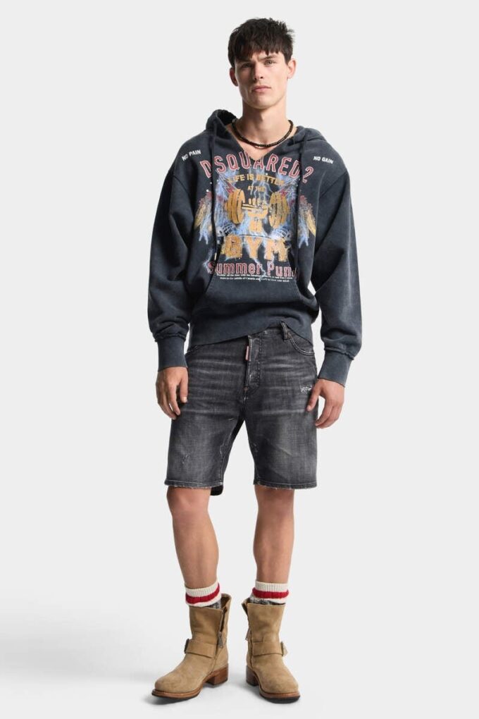 Marineblå shorts med svart tåkevask