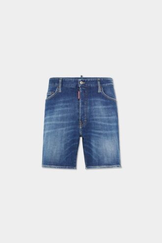 Medium Easy Wash marineblå korte jeans