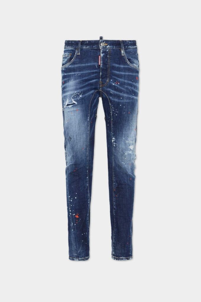 Medium røde flekker, vasket, Tidy Biker Jeans