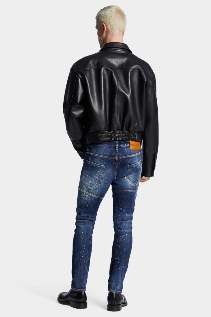 Medium røde flekker, vasket, Tidy Biker Jeans