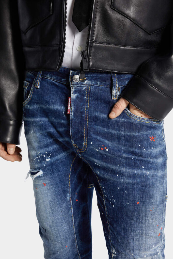 Medium røde flekker, vasket, Tidy Biker Jeans