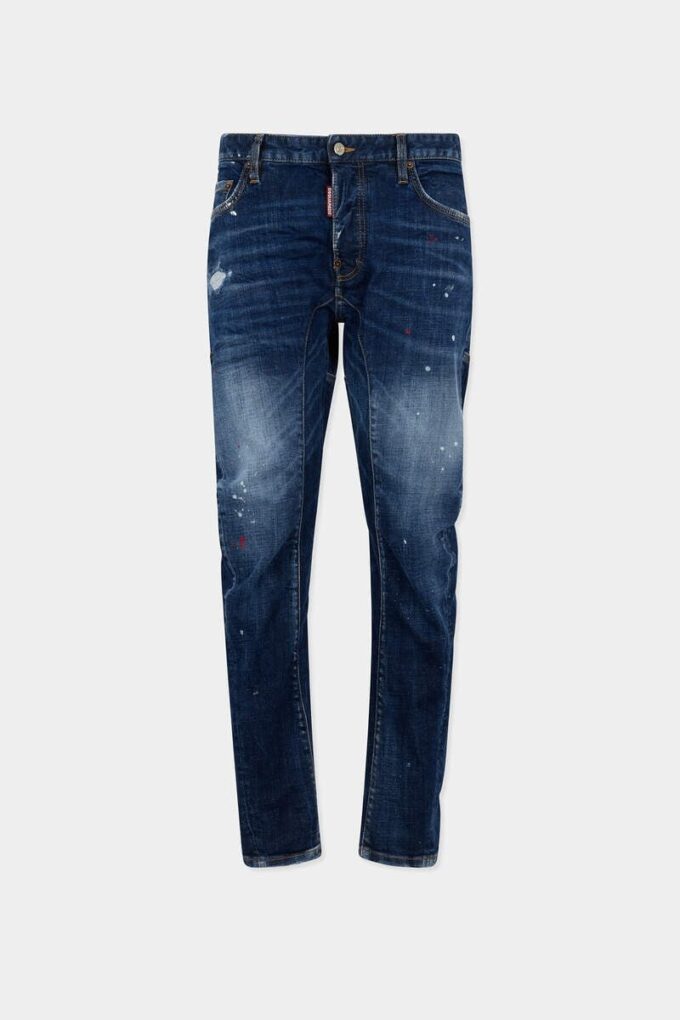 Medium Red Spot Wash Biker Jean