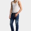 Medium Red Spot Wash Biker Jean