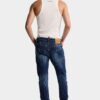 Medium Red Spot Wash Biker Jean