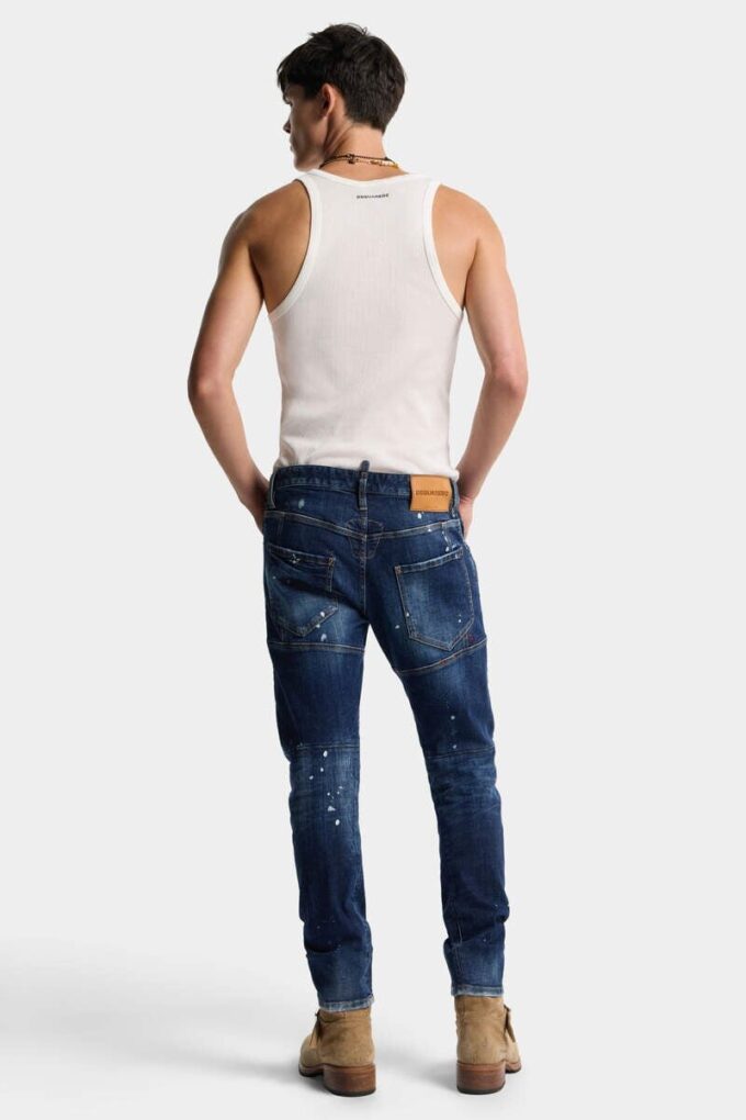 Medium Red Spot Wash Biker Jean