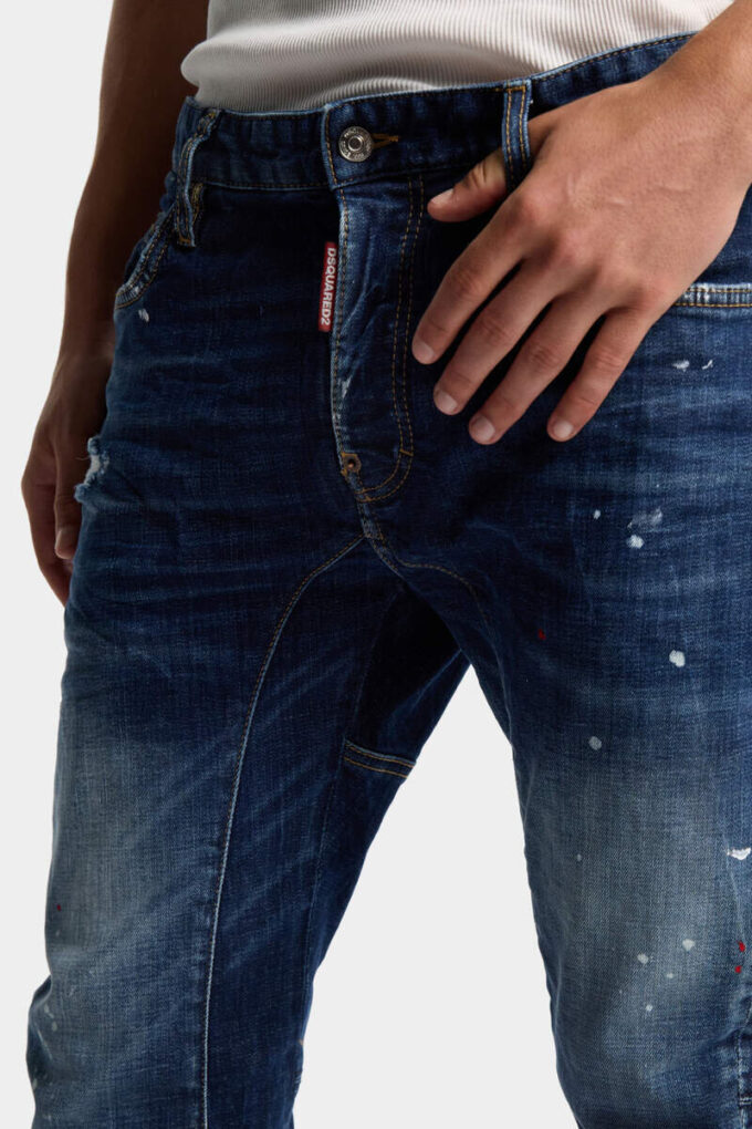 Medium Red Spot Wash Biker Jean