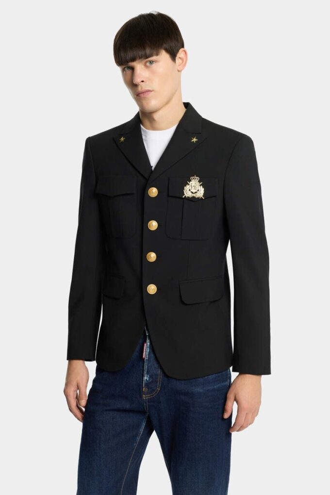 Militærblazer med enkelt knappestolpe
