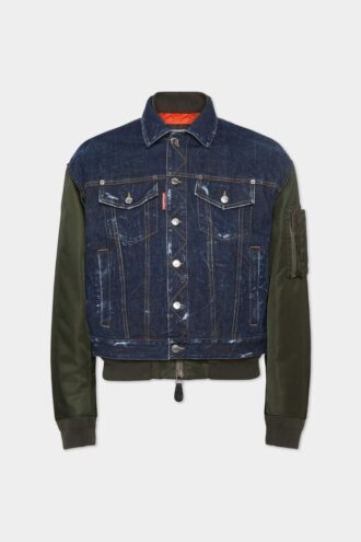 Mørk Aviator Hybrid-bomberjakke