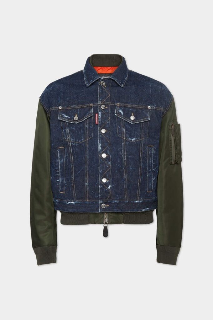 Mørk Aviator Hybrid-bomberjakke