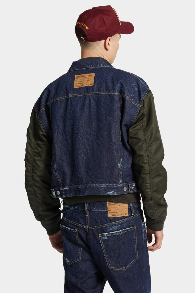Mørk Aviator Hybrid-bomberjakke
