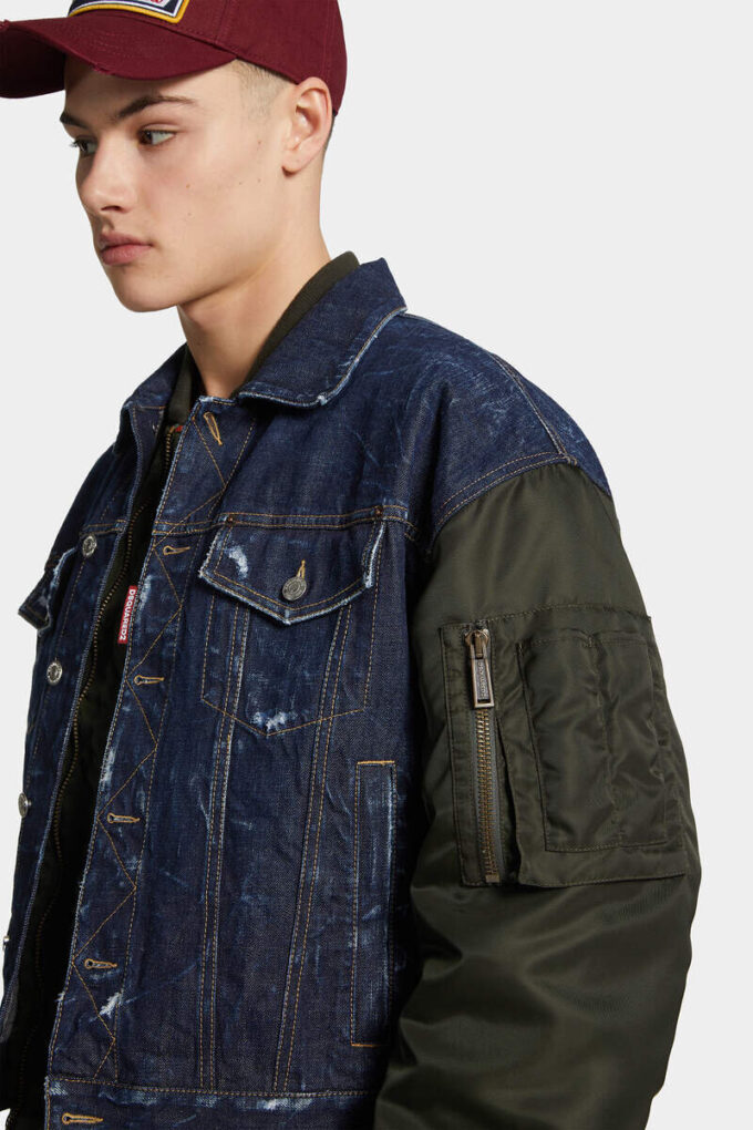 Mørk Aviator Hybrid-bomberjakke