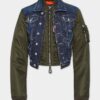 Mørk hybrid-Jeans-jakke i aviator-stil
